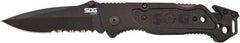 SOG Specialty Knives - 3-13/32" Blade, 8.2" OAL, Partially Serrated Clip Point Folding Knife - 4.8" Closed Length, Plastic, 1 Blade, 1 Edge - USA Tool & Supply