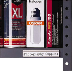 C-LINE - 7/8" Wide, Open Shelving Accessory/Component - Plastic, Clear Plastic Finish, 4" Long, Use with Files, Shelves, Bins - USA Tool & Supply