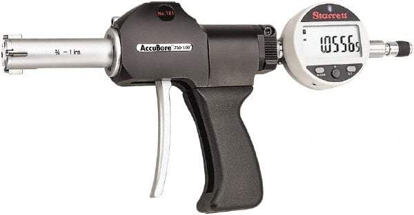 Starrett - Electronic Bore Gages Type: Pistol Grip Electronic Bore Gage Minimum Measurement (Decimal Inch): 0.7500 - USA Tool & Supply