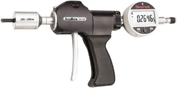 Starrett - Electronic Bore Gages Type: Pistol Grip Electronic Bore Gage Minimum Measurement (Decimal Inch): 0.2000 - USA Tool & Supply