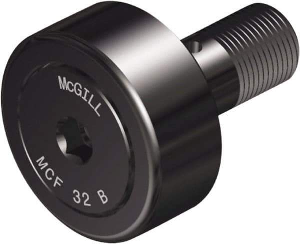 McGill - 90mm Roller Diam x 35mm Width, 30mm Stud Diam x 63mm Length, Crowned Sealed Stud Cam Follower with Hex - Steel, 32mm Thread Length, M30x1.5 Thread, 100mm OAL, 14,420 Lb Dynamic Cap, 22,999 Lb Static Cap - USA Tool & Supply