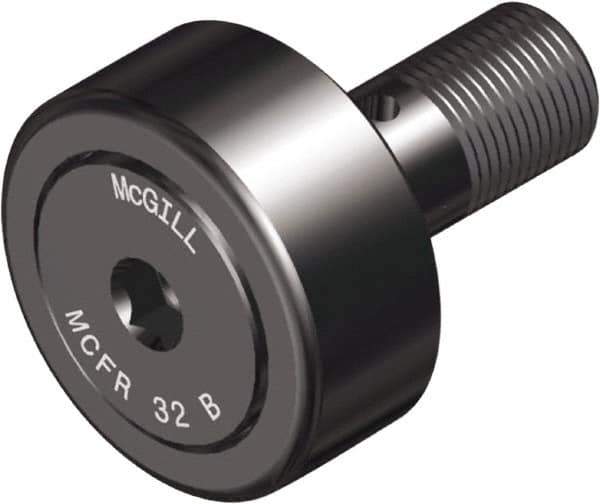 McGill - 85mm Roller Diam x 35mm Width, 30mm Stud Diam x 63mm Length, Crowned Sealed Stud Cam Follower with Hex - Steel, 32mm Thread Length, M30x1.5 Thread, 100mm OAL, 10,495 Lb Dynamic Cap, 19,694 Lb Static Cap - USA Tool & Supply