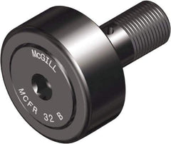 McGill - 19mm Roller Diam x 11mm Width, 8mm Stud Diam x 20mm Length, Crowned Sealed Stud Cam Follower with Hex - Steel, 11mm Thread Length, M8x1.25 Thread, 32mm OAL, 839 Lb Dynamic Cap, 931 Lb Static Cap - USA Tool & Supply