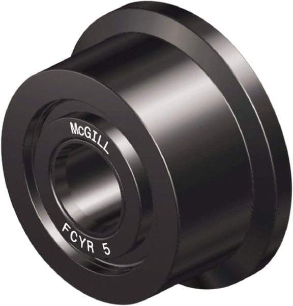 McGill - 1-1/8" Bore, 3-1/2" Roller Diam x 2" Roller Width, Steel Flanged Yoke Roller - 14,300 Lb Dynamic Load Capacity, 2.06" Overall Width - USA Tool & Supply