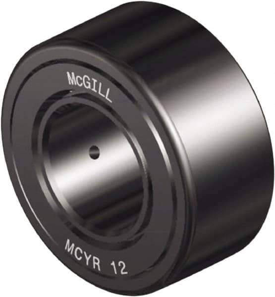 McGill - 8mm Bore, 24mm Roller Diam x 14mm Width, Steel Crowned Sealed Yoke Roller - 2,161 Lb Dynamic Load Capacity, 15mm Overall Width - USA Tool & Supply