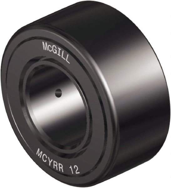 McGill - 50mm Bore, 90mm Roller Diam x 35mm Width, Steel Crowned Sealed Yoke Roller - 10,252 Lb Dynamic Load Capacity, 32mm Overall Width - USA Tool & Supply