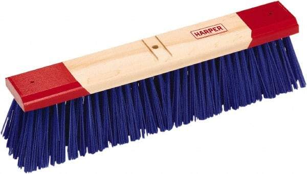 Harper Brush - 24" Rough Surface Synthetic Push Broom - 4-1/8" Bristle Length, Wood Block, Bolt-On Handle Connection, Handle Sold Separately - USA Tool & Supply