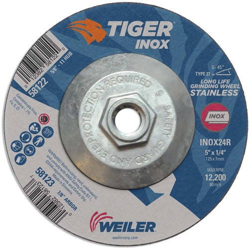 5X1/4 TIGER INOX TYPE 27 GRIND WHL - USA Tool & Supply