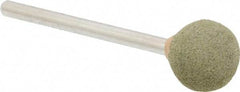 Grier Abrasives - 1/2" Max Diam x 1-3/4" Long, Ball B121, Rubberized Point - Medium Grade, Aluminum Oxide, Mounted - USA Tool & Supply