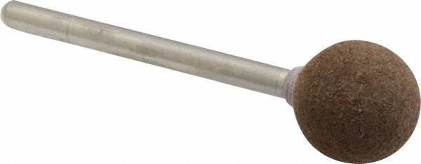 Grier Abrasives - 1/2" Max Diam x 1-3/4" Long, Ball B121, Rubberized Point - Medium Grade, Aluminum Oxide, Mounted - USA Tool & Supply