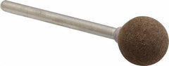 Grier Abrasives - 1/2" Max Diam x 1-3/4" Long, Ball B121, Rubberized Point - Medium Grade, Aluminum Oxide, Mounted - USA Tool & Supply
