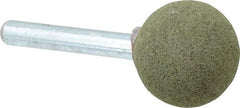 Grier Abrasives - 1" Max Diam x 2" Long, Ball A25, Rubberized Point - Coarse Grade, Aluminum Oxide, Mounted - USA Tool & Supply