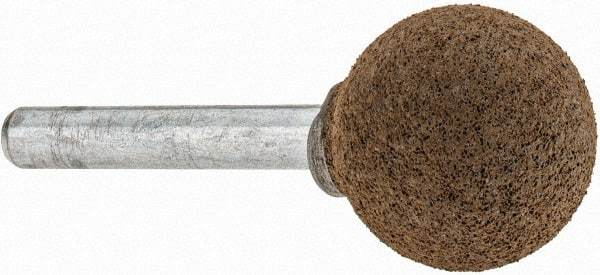 Grier Abrasives - 1" Max Diam x 2" Long, Ball A25, Rubberized Point - Coarse Grade, Aluminum Oxide, Mounted - USA Tool & Supply