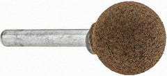 Grier Abrasives - 1" Max Diam x 2" Long, Ball A25, Rubberized Point - Coarse Grade, Aluminum Oxide, Mounted - USA Tool & Supply