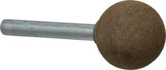 Grier Abrasives - 1" Max Diam x 2" Long, Ball A25, Rubberized Point - Medium Grade, Aluminum Oxide, Mounted - USA Tool & Supply