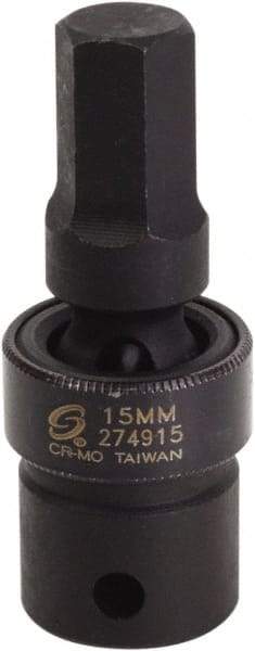 Sunex Tools - 1/2" Drive, 15mm Impact Hex Bit Socket - USA Tool & Supply