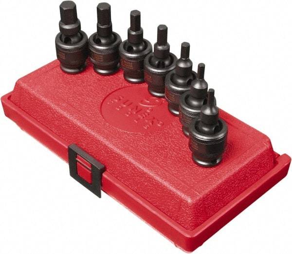 Sunex Tools - 7 Piece 3/8" Drive Metric Impact Hex Bit Socket Set - 4 to 12mm Hex - USA Tool & Supply