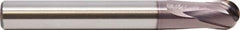 M.A. Ford - 1/4" Diam, 1/4" LOC, 2 Flute Solid Carbide Ball End Mill - ALtima 52 Finish, Single End, 3" OAL, 1/4" Shank Diam, Spiral Flute - USA Tool & Supply