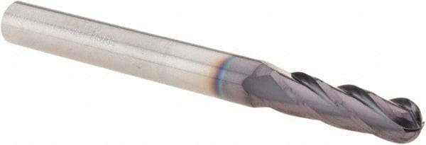 M.A. Ford - 5.5mm Diam, 20mm LOC, 4 Flute Solid Carbide Ball End Mill - ALtima Finish, Single End, 64mm OAL, 6mm Shank Diam, Spiral Flute - USA Tool & Supply