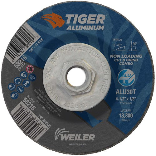 ‎4-1/2X1/18 TIGER ALUM T27 COMB WHL - USA Tool & Supply