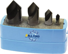 M.A. Ford - 4 Piece, 1/4 to 1" Head Diam, 82° Included Angle, Single End Countersink Set - USA Tool & Supply