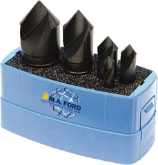 M.A. Ford - 5 Piece, 1/4 to 1" Head Diam, 90° Included Angle, Single End Countersink Set - USA Tool & Supply