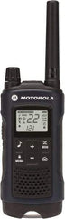 Motorola - 35 Mile Range, 22 Channel, 1.5 Watt, Series T400, Recreational Two Way Radio - FRS/GMRS Band, 462.55 to 467.7125 Hz, AA & NiMH Battery, 10 NiMH & 26 AA hr Life, 7.54" High x 2.26" Wide x 1.37" Deep, Scanning, Low Battery Alerts - USA Tool & Supply