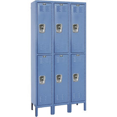 Hallowell - 6 Door, 2 Tier, Ready-Built Wardrobe & Box Lockers - USA Tool & Supply