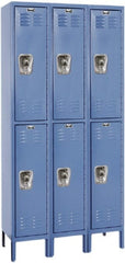 Hallowell - 6 Door, 2 Tier, Ready-Built Wardrobe & Box Lockers - USA Tool & Supply