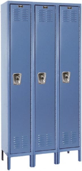 Hallowell - 3 Door, 1 Tier, Ready-Built Wardrobe & Box Lockers - USA Tool & Supply