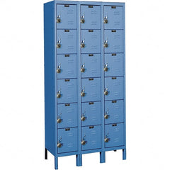 Hallowell - 18 Door, 6 Tier, Ready-Built Wardrobe & Box Lockers - USA Tool & Supply