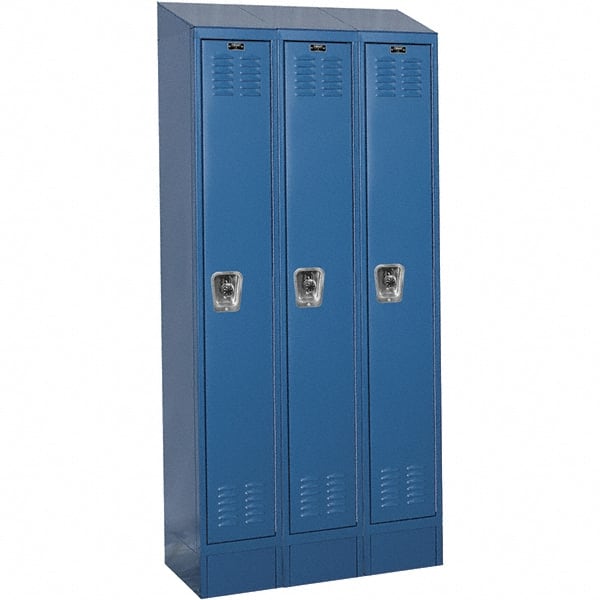 Hallowell - 3 Door, 1 Tier, Ready-Built Wardrobe & Box Lockers - USA Tool & Supply