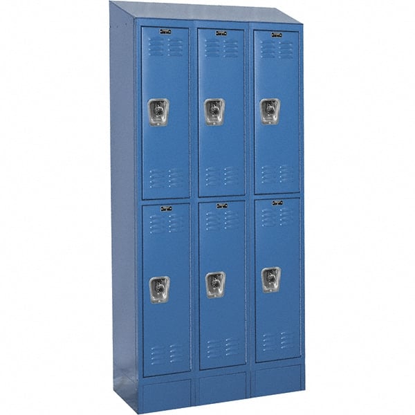 Hallowell - 6 Door, 2 Tier, Ready-Built Wardrobe & Box Lockers - USA Tool & Supply