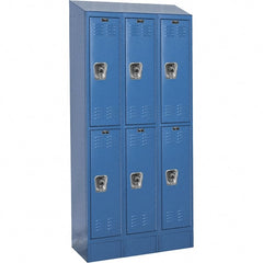 Hallowell - 6 Door, 2 Tier, Ready-Built Wardrobe & Box Lockers - USA Tool & Supply
