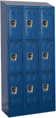 Hallowell - 9 Door, 3 Tier, Ready-Built Wardrobe & Box Lockers - USA Tool & Supply