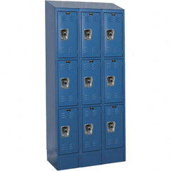 Hallowell - 9 Door, 3 Tier, Ready-Built Wardrobe & Box Lockers - USA Tool & Supply