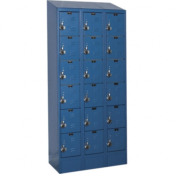 Hallowell - 18 Door, 6 Tier, Ready-Built Wardrobe & Box Lockers - USA Tool & Supply