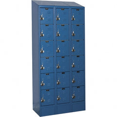 Hallowell - 18 Door, 6 Tier, Ready-Built Wardrobe & Box Lockers - USA Tool & Supply