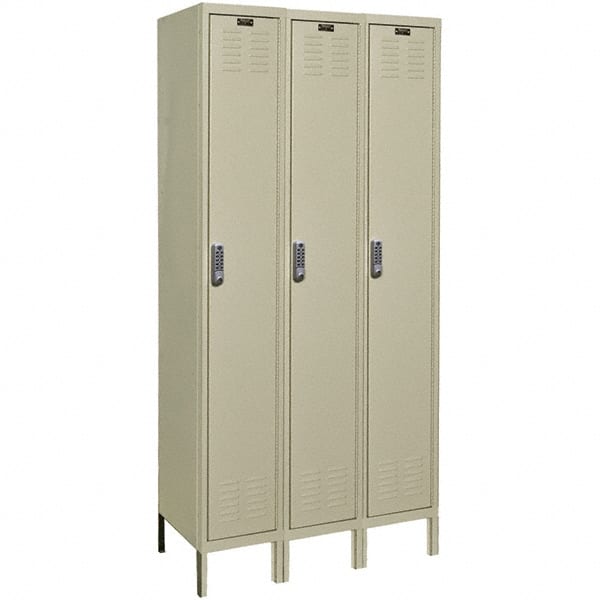 Hallowell - 3 Door, 1 Tier, Electronic Access Lockers - USA Tool & Supply