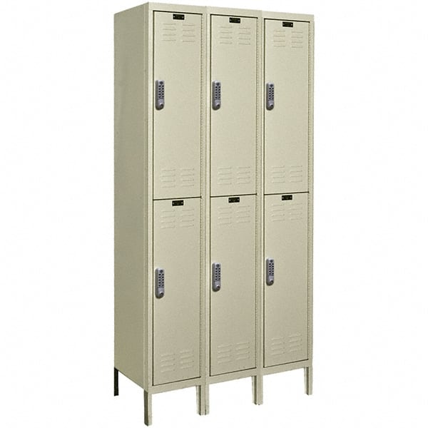 Hallowell - 6 Door, 2 Tier, Electronic Access Lockers - USA Tool & Supply