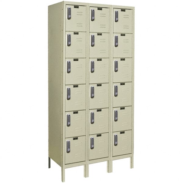 Hallowell - 18 Door, 6 Tier, Electronic Access Lockers - USA Tool & Supply