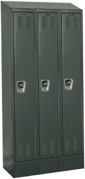 Hallowell - 3 Door, 1 Tier, Ready-Built Wardrobe & Box Lockers - USA Tool & Supply
