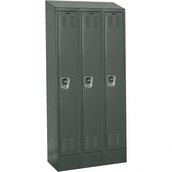 Hallowell - 3 Door, 1 Tier, Ready-Built Wardrobe & Box Lockers - USA Tool & Supply