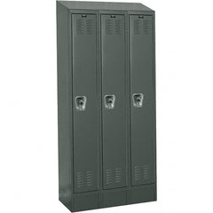 Hallowell - 3 Door, 1 Tier, Ready-Built Wardrobe & Box Lockers - USA Tool & Supply