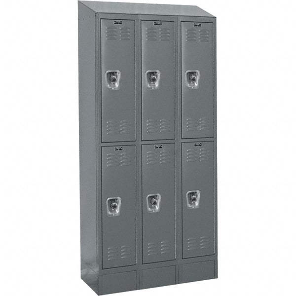 Hallowell - 6 Door, 2 Tier, Ready-Built Wardrobe & Box Lockers - USA Tool & Supply