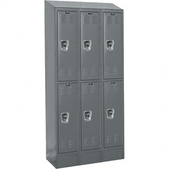 Hallowell - 6 Door, 2 Tier, Ready-Built Wardrobe & Box Lockers - USA Tool & Supply