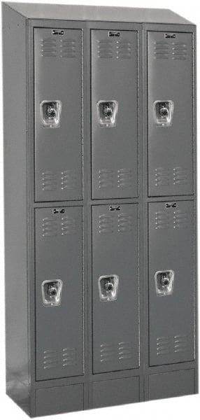 Hallowell - 6 Door, 2 Tier, Ready-Built Wardrobe & Box Lockers - USA Tool & Supply