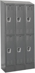 Hallowell - 6 Door, 2 Tier, Ready-Built Wardrobe & Box Lockers - USA Tool & Supply