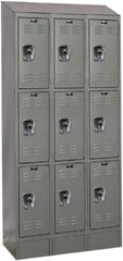 Hallowell - 9 Door, 3 Tier, Ready-Built Wardrobe & Box Lockers - USA Tool & Supply