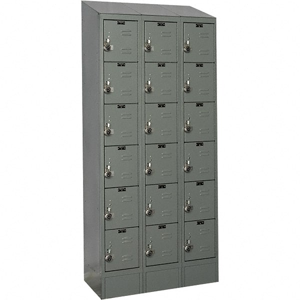 Hallowell - 18 Door, 6 Tier, Ready-Built Wardrobe & Box Lockers - USA Tool & Supply